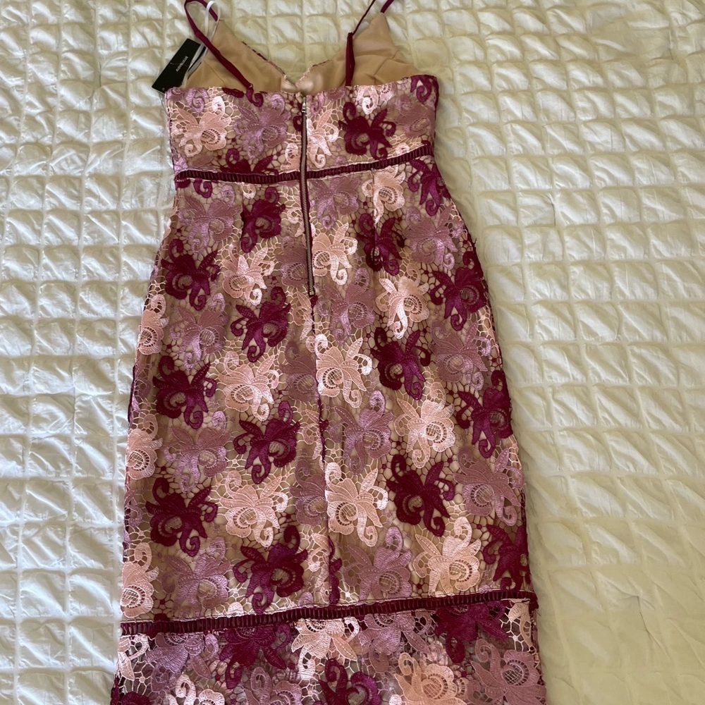 Lulu's Burgundy and Pink Lace Dress - Picture 5 of 11